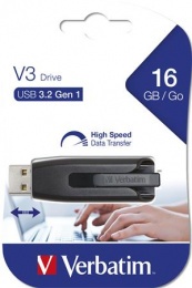 Pendrive, 16GB, USB 3.2, 60/12 MB/s, VERBATIM "V3", fekete-szürke